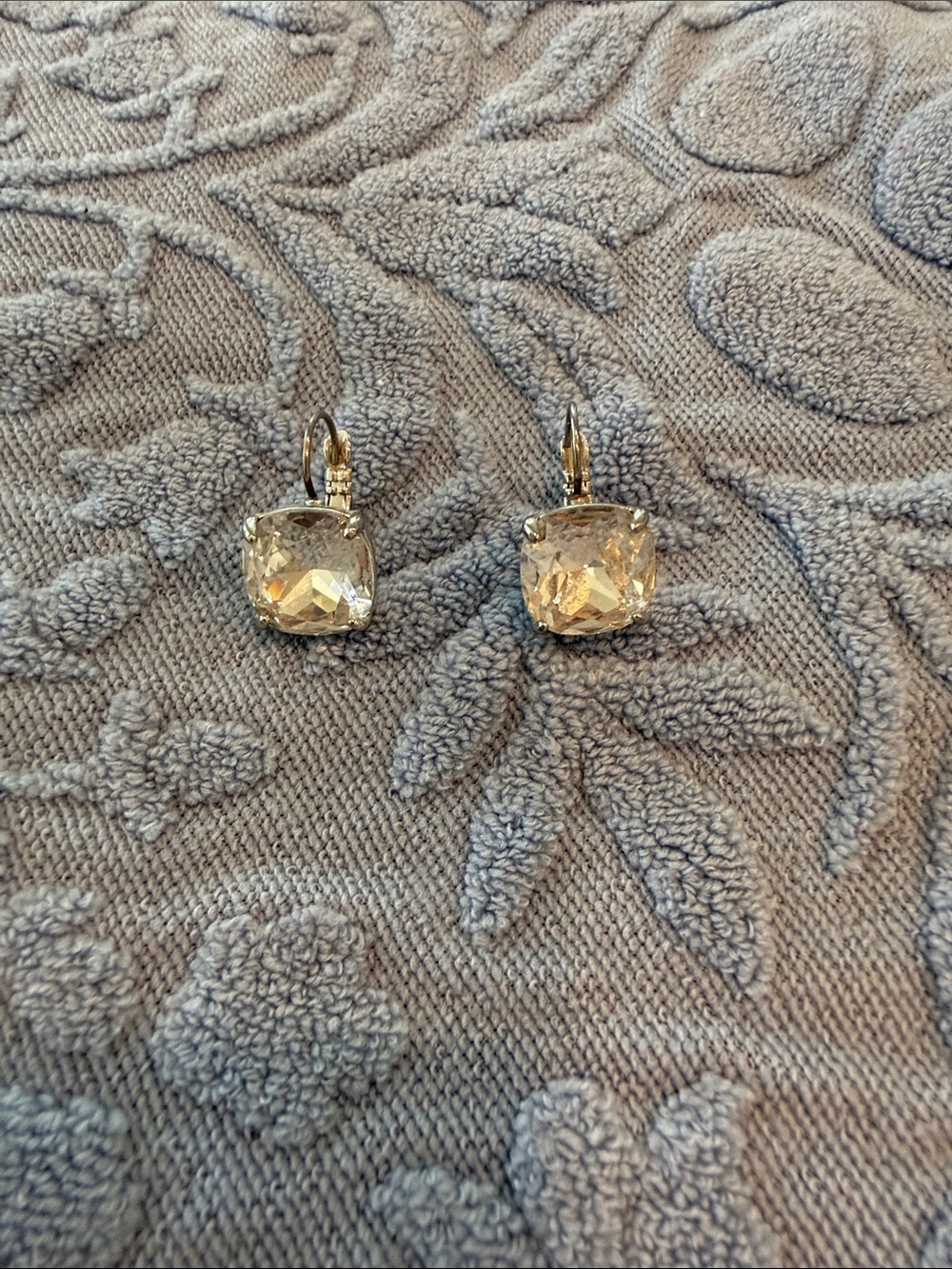 kate spade Silver-Tone Clear Crystal Cushion Drop Earrings